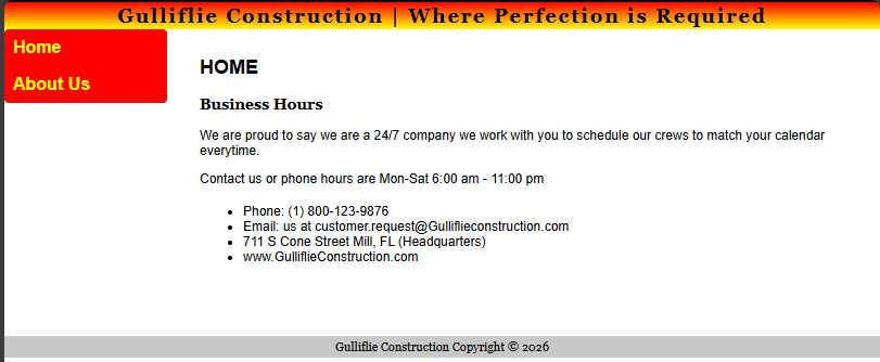 Gulliflie Construction small-business website